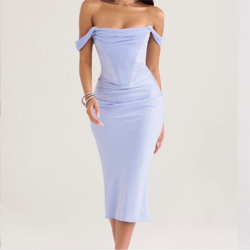 House of CB Lavender Off-Shoulder Midi Dress